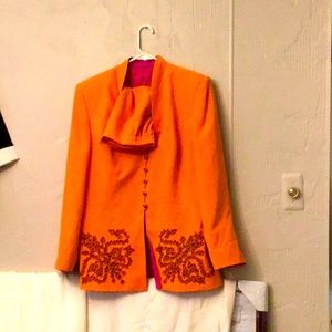 Orange with pink lining appliqués and bottom jacket